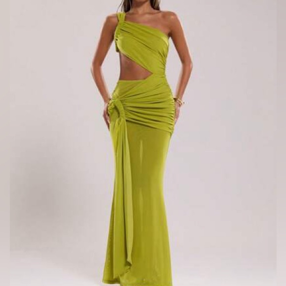 SHEIN Vibrant Green One-Shoulder Dress